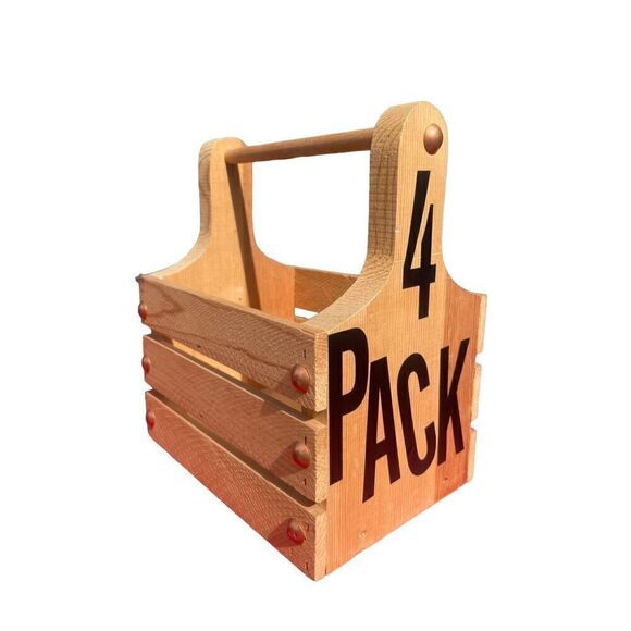 Custom Wood Beverage Caddy W/ Bottle Opener/4-Pack New - Picture 16 of 16
